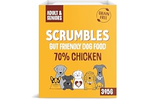 Scrumbles Natural Wet Dog Food, Grain Free Recipe with 70% Chicken and Slippery Elm, 7x 395g,package may vary