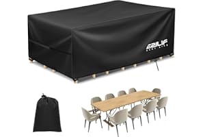 Ezilif Garden Furniture Covers Waterproof, 420D Oxford Garden Furniture Covers, Outdoor Furniture Covers Waterproof, UV-Anti & Windproof Covers for Garden Furniture Rattan Table and Chair 213x132x74cm