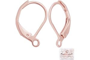 Beebeecraft 50 pz/Scatola Risultati per Orecchini A Leva Chiusura In Acciaio Inossidabile Ganci per Orecchini 15.5x10x1.5mm Connettore per Orecchini A Clip In Filo D'Orecchio Oro Rosa per La Creazione