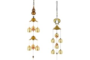 Jubaopen 2pcs Decorazione Campana a Vento Esterno Carillon di Vento da Giardino Ornamento Campanelli Eolici in Metallo Bronzo Cinese Vintage Campanelli a Vento（Due Stili Vengono Inviati Casualmente）