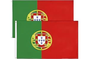 BRELET 2 Piezas 90 x 150 cm Bandera de Portugal Grande con Anillos Duraderos.Flag al Portugal para el Festival Europeo de Fútbol Decoración de Interiore.Portugal Flag.