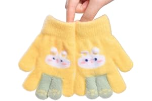 DOUKESH Guantes Invierno para Niña Niños,Elástico Guantes de Punto Niña,Guantes Térmicos Niña,Guantes de Invierno Niña,Guantes de Cálidos Invierno para Niña 2-6 Años,Regalos Navideños