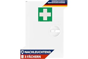 ‎NOTLOK SAFETY WORK notlok Safety Work - Medizinschrank zum Aufhängen + 3 Ablagen [ 32x22x11 cm ] | Stahl Apothekerschrank für Erste Hilfe mit Euro-Schloss + Schild | Medikamenten Aufbewahrung | DIN EN ISO 7010, DIN67510