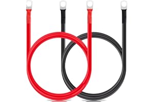 JatilEr 2 cavi batteria 12 V M10, cavi batteria 100 cm, cavo batteria auto 25 mm in rame puro, cavi batteria 12 V, pesanti, per moto solare, batteria di messa a terra, auto, ecc
