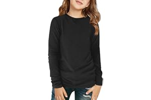 Haloumoning Mädchen Langarmshirt Kinder Rundhals Langarm T-Shirts Einfarbige Casual Sport Oberteile Herbst Niedlich Basic Tees Tops 7-14 Jahre