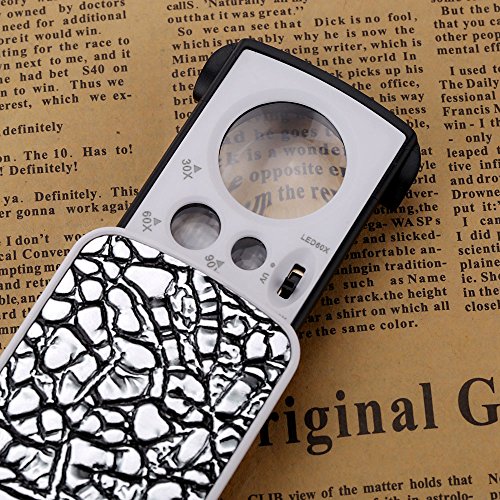 KKmoon 30X   60X   90X Lupa de Gran Aumento Port  til Multifuncional con 2 Luces LED 1 UV Luz Detecci  n de Dinero Herramienta de Aumento para Joyer  a