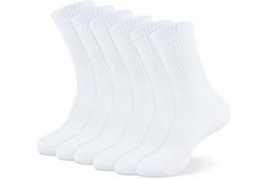 VEGCOO 6 paia di calzini sportivi da donna uomo, calzini bianchi traspiranti assorbenti con supporto per piedi di taglie 37-40 sport all'aria aperta e uso quotidiano, bianco, Taglia unica