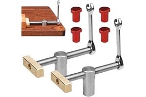 mizikuu 2 Pinces Pinces d'Établi, Outil Auxiliaire pour Table de Travail du Bois Étau de Positionnement avec 4 X Butées d'Établi en Acier Inoxydable, Bench Dog, Étau, Trou Rabotage, 20 mm
