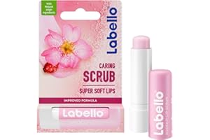 NIVEA LABELLO Stick lèvres gommage hydratant (1 x 5,5 ml), exfoliant lèvres aux particules de sucre, soin nourrissant à l'huile d'églantier & à la vitamine E