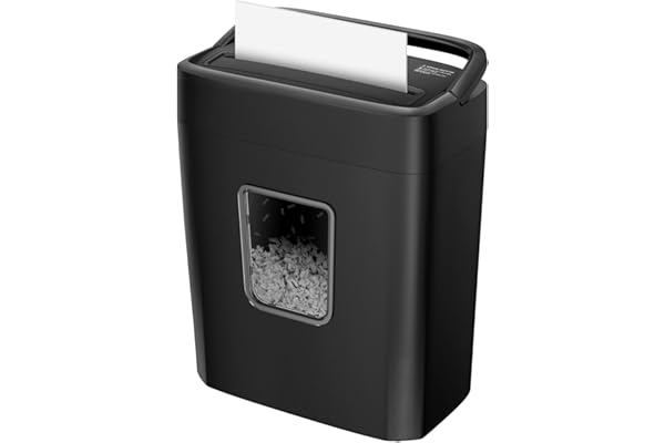Bonsaii Destructeur de Documents Papier 8 Feuilles, Broyeur Papier Sécurité P-4 avec Coupe Croisée et Corbeille Transparente 16L, Déchiqueteuse Électrique Compacte pour Maison et Bureau, C261-C