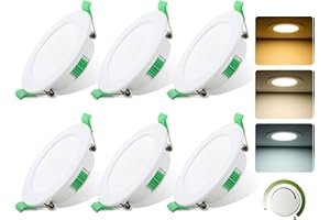 Fynokst Focos LED Interior Techo 230V Regulable, 7W Downlight LED Techo Empotrable Ø 68mm - 78mm, 3000K/4000K/6500K Ajustable, IP44 para Cocina, Baño, Salón, Juego de 6
