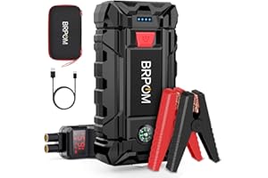 BRPOM Booster Batterie Voiture 3000A, 21800mAh Jump Starter, Démarreur de Batterie de Voiture 12V Portable (Tout Gaz ou 8.0L Diesel), avec Charge Rapide 3.0, Pinces de Sûreté Intelligentes