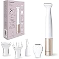 Panasonic ES-WM31 in 1 Body & Bikini Kit, Women's Hair Remover, Ladies Shavers, Bikini Trimmer, 5 Attachments, IPX7 Waterproof, Wet & Dry, Battery Powered (1 x AA Required), White Gold