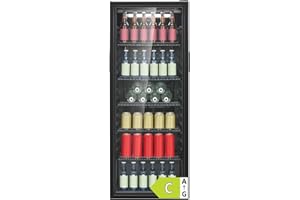 Bomann® Kühlschrank mit Glastür | Energieklasse C | 143cm | Getränkekühlschrank 2-12°C | MultiAirflow | 5 Gitterablagen | Türanschlag wechselbar | 236L | Flaschenkühlschrank | KSG 7292 schwarz