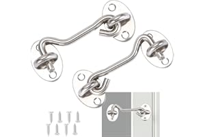 LIYUABU 2 Pcs Cabin Hook,Stainless Steel Hook and Eye Latch,Gate Hook Lock,Barn Door Swivel Window Hook Lock with Mounting Screws for Shed Gate or Garage Door(3 Inch)