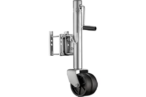 WilTec Roue Jockey Double Charges Lourdes – 6" – Hauteur de Levage Max. 270 mm – Capacité Max de 680 kg – Roulette Avant pour Voitures Remorques Caravanes avec manivelle