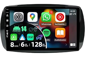 BXLIYER - [Octa-Core, 6G+128G] - Android 14 IPS Autoradio para Benz Smart 453 Fortwo (2014-2020) - CarPlay/Android Auto - LED Cámara & Mic - 9 Pulgada 2 DIN - DSP Dab WLAN Volante 360-CAM Fast-Boot