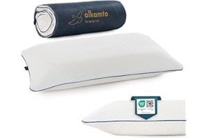 ‎ALKAMTO alkamto Memory Foam Kopfkissen 70x45 cm – Ergonomisches Nackenstützkissen – Oeko-Tex Zertifiziert – Thermoregulierender Bezug – Hypoallergen & Waschbar – Für Rücken- & Seitenschläfer