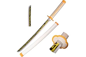 LKJAD Skyward Blade Espada de Anime Cosplay de Madera, Agatsuma Zenitsu Samurai Espada, Fans del Anime, El Cuchillo Especial de Demon Slayer Amarillo Cuchillo Katana