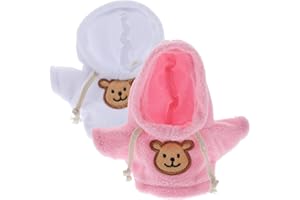 Abaodam 2 Pcs Stuffed Bear Hoodie Clothes for Plush Dolls Replaceable Bear Outfit Accessories Cute Mini Sweatshirts for 7-8 Inches/20 cmPlush Toys,Pink & White