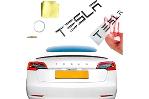 EV VISH Rear Boot/Trunk TESLA Emblem Full Kit - 3D TESLA Letters - Suitable For TESLA Models 3/Y/S/X - Fishing Line, Adhesive Remover, Microfibre Cloth Included (Silver)