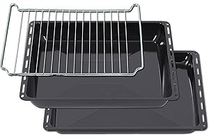 ICQN Lot de 2 plaques de cuisson émaillées 445 x 375 mm 25 et 50 mm pour Whirlpool, Ignis, Bauknecht, Indesit, Algor, Neckermann, Lloyds, 44,5 x 37,5 cm
