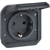 Legrand - 16A socket with side ground contact - Plexus - Waterproof IP55 - Componable to install with box or frame - Anthraci