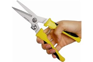 TOOLMAK Aviation Tin Snips 8 pulgadas Heavy Duty Metal Cutter, tijeras rectas con hoja de acero inoxidable y cómodo agarre, multifunción de corte de ramas, cables, hierro delgado, cartón