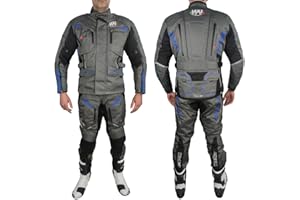 WinNet Tuta Completo Moto in Cordura Giacca e Pantalone con Protezioni Omologate C.E. impermeabile anti acqua pioggia e freddo 4 stagioni invernale ma sfoderabile in primavera estate JTblu
