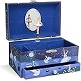 Jewelkeeper Girl's Ballerina Musical Jewellery Storage Box with Pull-out Drawer, Glitter Design, Swan Lake Tune | Child Jewellery Boxes, Musical Ballerina Jewellery Box, White Ballerina Jewellery Box