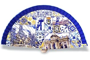 BDM Abanico Madrid Souvenir Madera | Diseño Cibeles, Puerta Alcala, Oso y madroño | Regalo Español Original