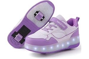 SKRIDSKO LED Light-Up Roller Skate Shoes with Retractable Wheels-Stylish Trainers for Boy, Girl, Kids, USB Rechargeable, Shiny Luminous Sneakers - Perfect for Party, Birthday, Christmas, Enhanced Safety