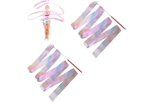 QEEROYO Ruban de Danse, Ruban de Gymnastique, Ruban de Gymnastique Rythmique, Gym Fitness Rubans, Ruban Danse Artistique pour Les Enfants, Tournoyant Rubans pour Enfants Danse Artistique