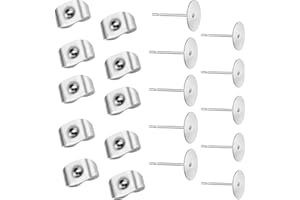 CAILIYA 200 Stück (100 Paar) Ohrringe aus Edelstahl, flache Ohrringe (2 Größen) mit 200 Ohrringen, für die Herstellung von Ohrringen