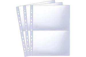 CLKE CLEK 30 Pack 60 Pockets A4 Transparent Photocard Sleeves for A4 2/3/4 Ring Binder Albums,Waterproof Postcard Sleeves Page Protector, 31×23cm Side Loading Postcard Albums