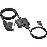 CAMWAY Scart to HDMI Converter, 16:9/4:3 Conversion 1080P Scart to HDMI 150cm Video Audio Adapter Plug and Play SCART Adapter