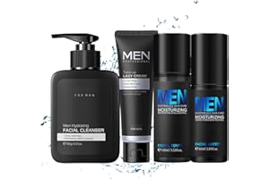 MEITREND Zestaw do pielęgnacji twarzy dla mężczyzn, prezent dla mężczyzn, do pielęgnacji skóry mężczyzn, zestaw do pielęgnacji twarzy, 4-częściowy zestaw do pielęgnacji skóry Skincare Men – krem nawilżający,