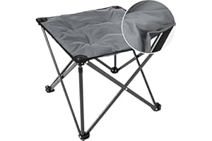 FUNDANGO Oversized Camping Stool, 330 Lbs Foot Rest Padded Collapsible Camping Chair Portable Lawn Foldable Footrest for Travel Outdoor Gardening Fishing Hiking BBQ with Carry Bag (Grey)