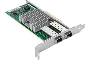 Euqvos Scheda di rete da 10GB per Intel X520-DA2/ X520-SR2 82599ES Chip, PCI Express 2.0 X8 porte Dual SFP+10 Gigabit (NIC) per Windows Server, Windows Vista, Linux, FreeBSD, VMware ESX/ESXi