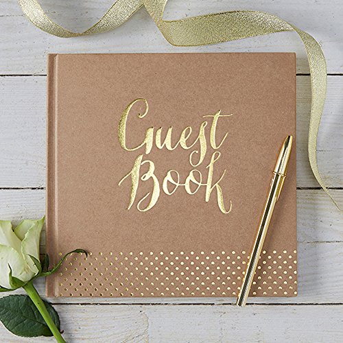Rustikales Gästebuch „Gold Punkte“ – Vintage Gästealbum zur Hochzeit im Kraftpapierlook - 2