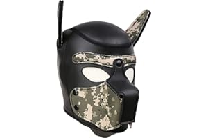 YiQin RWSX Hundemaske, Weiche Latex Petplay Hundemaske mit Ohren Welpenmaske Hunde Masken, Abnehmbarer Mund, Geeignet für Halloween, Urlaubsparty