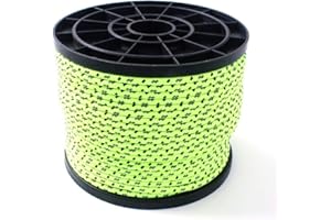 Xinlie 50M Tente Réfléchissante Corde de Nylon Camping Corde Extérieur Vent Cordes pour Camping en Plein air et Randonnée Vert Fluorescent 4mm