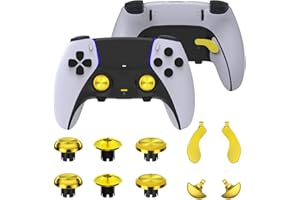 CHARM FOCUS Metal Thumbsticks for PS5 Edge Controller, Metallic Back Paddles Triggers Buttons Joysticks for PS5 Dualsense Controller, Replacement Accessories Parts for PS5 Edge Controller Analog Joystick