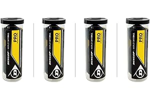 FOXCUP Dunlop Squash Ball Pro Double Yellow Dot 12 Balls in 4 Practical Tins