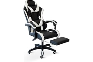 Cribel Poltrona da Gaming Racing Omega con poggia piedi, in similpelle, 3 colorazioni disponibili (Nero/Bianco), 61x51x120–130 cm