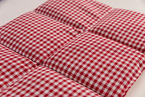 Rapssamenkissen groß 40x30 | 6-Kammer | rot-weiß | Wärmekissen Körnerkissen