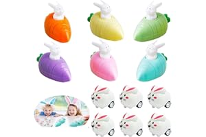 Seasboes Aufziehspielzeug Ostern 12 Stück Aufziehbare Hasen mit Karotte Zurückziehbares Auto Spielzeug Ostereier Mitbringsel für Gastgeschenke Kinder Jungen Mädchen Party Eierkorb Geschenk Mitgebsel