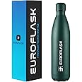EuroFlask Stainless Steel Water Bottle, Leak Proof Metal Water Bottles With Double Wall Vacuum Insulation-12 Hrs Hot & 24 Hrs Cold Drinks Bottle For Gym, Sports And Work (Stainless Steel, 500 ML