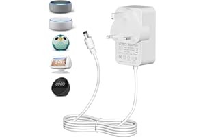 Binamao 12V 1.25A 15W Power Supply Charger Compatible with Echo Dot (3rd/4th/5th Gen) Echo Dot with 3/4 Gen Echo Dot Kids Edition 3/4 Gen Echo Show 5 (1/2Gen) Echo Spot Fire TV Cube, 1.5M Cord - White