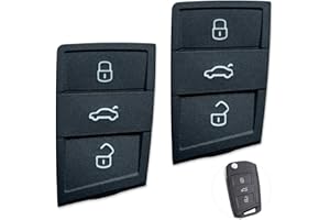 YOWFOND 2 x 3 pulsanti auto telecomando sostituzione pad in gomma nera per serratura sblocco bagagliaio compatibile con Polo Golf 7, VW Skoda Seat modelli selezionati